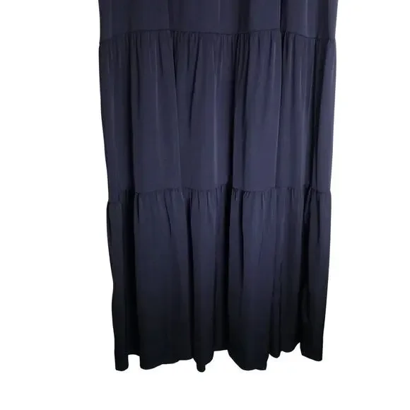 New Quince Silk Tiered Maxi Dress Women’s Small Navy Blue Maxi 4655 - Picture 7 of 11